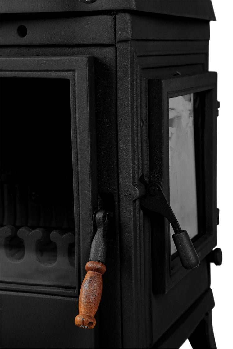 FLAME STOVE Retro 3 camlı yan kapaklı Fırınlı  Şömine Soba (45YK)