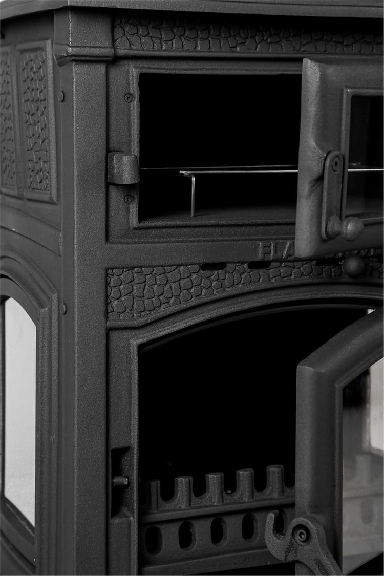 FLAME STOVE Sirius 3 camlı yan kapaklı Fırınlı Şömine Soba (11YK)