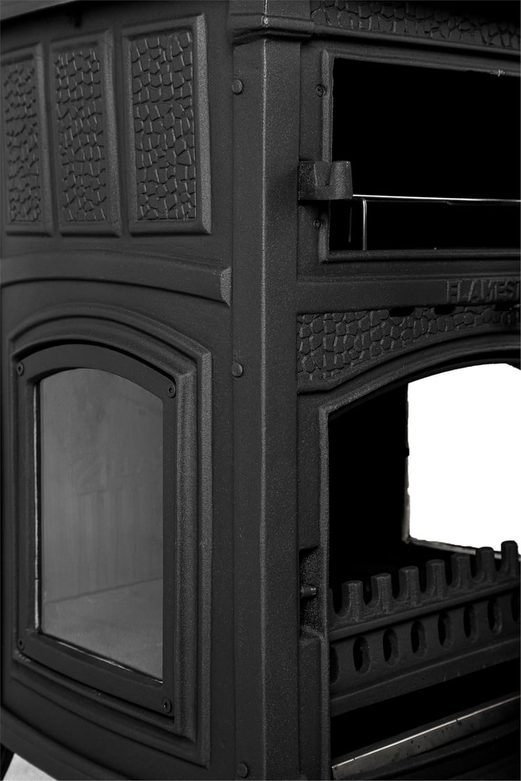 FLAME STOVE Sirius 3 camlı yan kapaklı Fırınlı Şömine Soba (11YK)