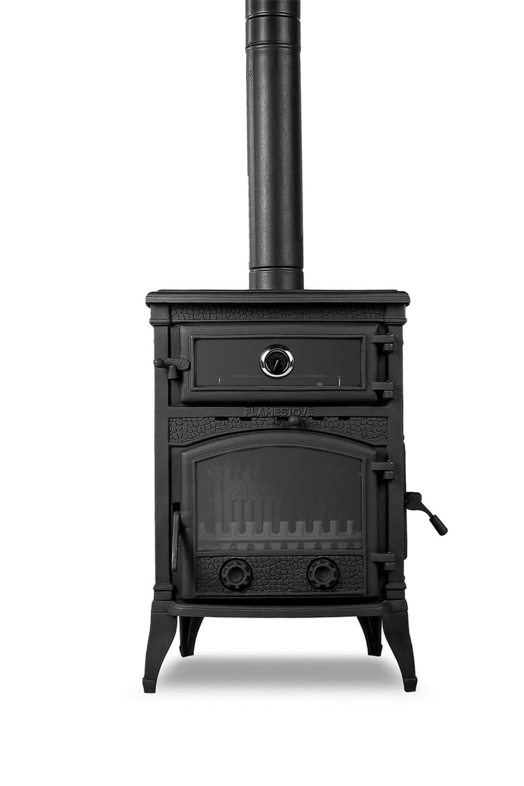 FLAME STOVE Sirius 3 camlı yan kapaklı Fırınlı Şömine Soba (11YK)