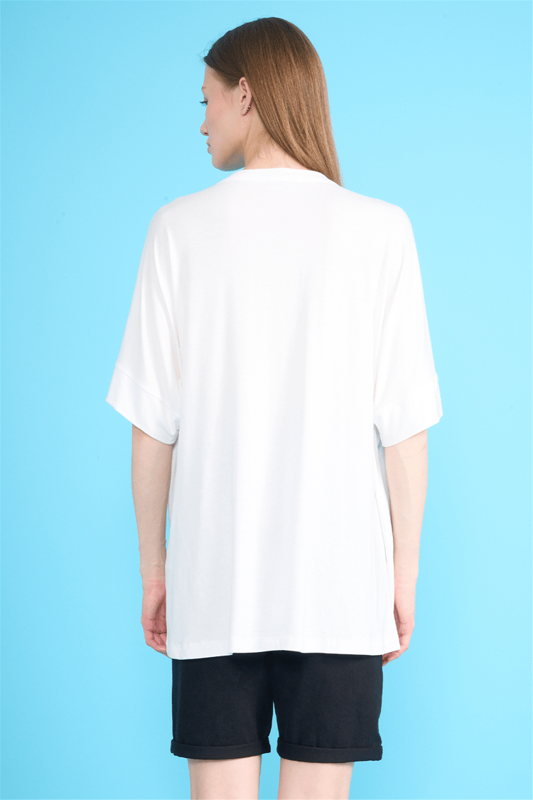 Gölbası Y26 O6820 014 Ekru Kadın T-shirt 44-50