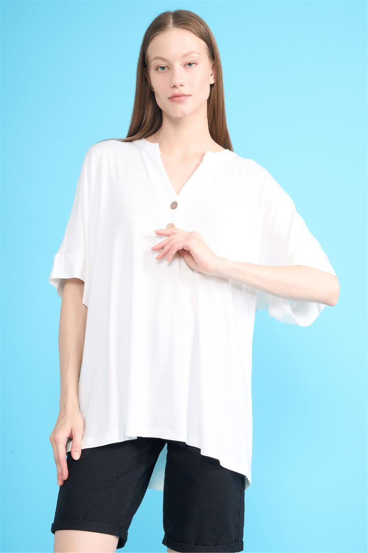Gölbası Y26 O6820 014 Ekru Kadın T-shirt 44-50