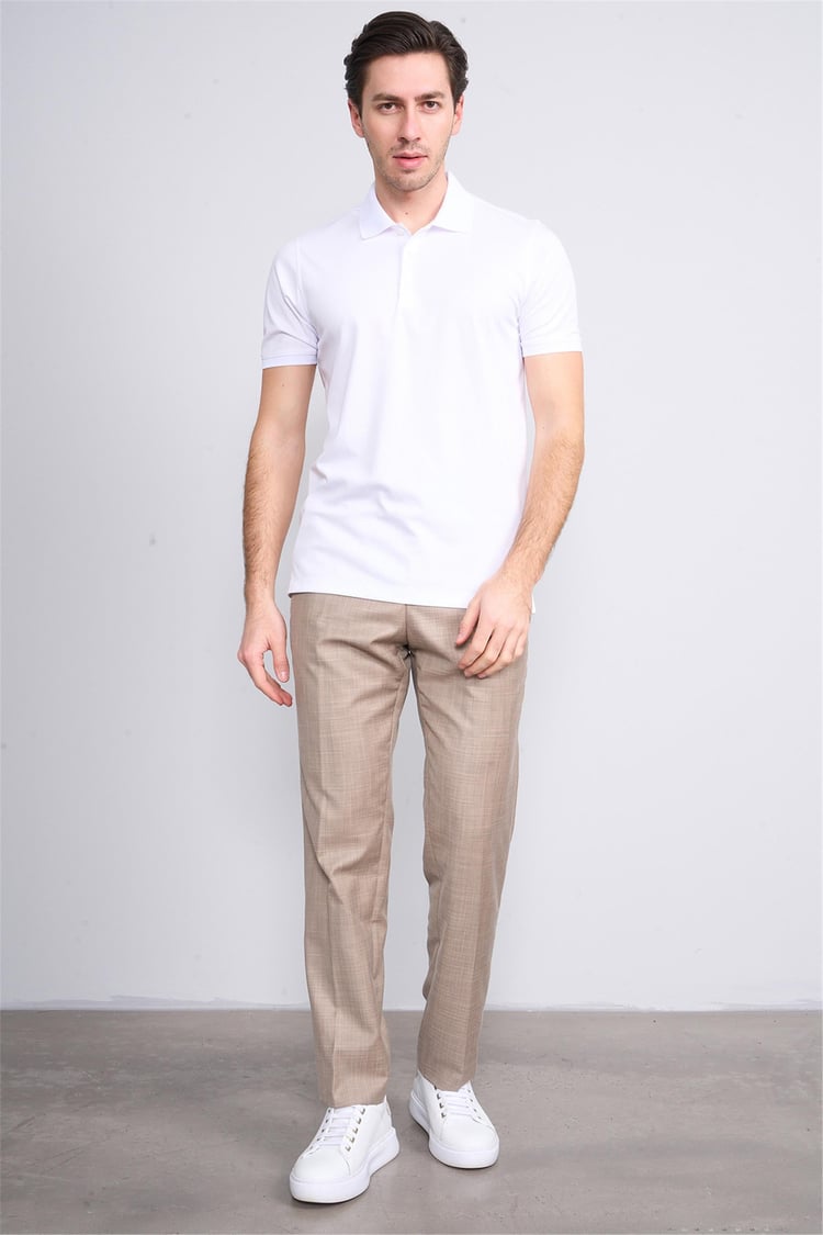Halifaks Beyaz Erkek 12625 Düğmelı Polo Yaka Kısa Kol Etek Recme T-Shirt