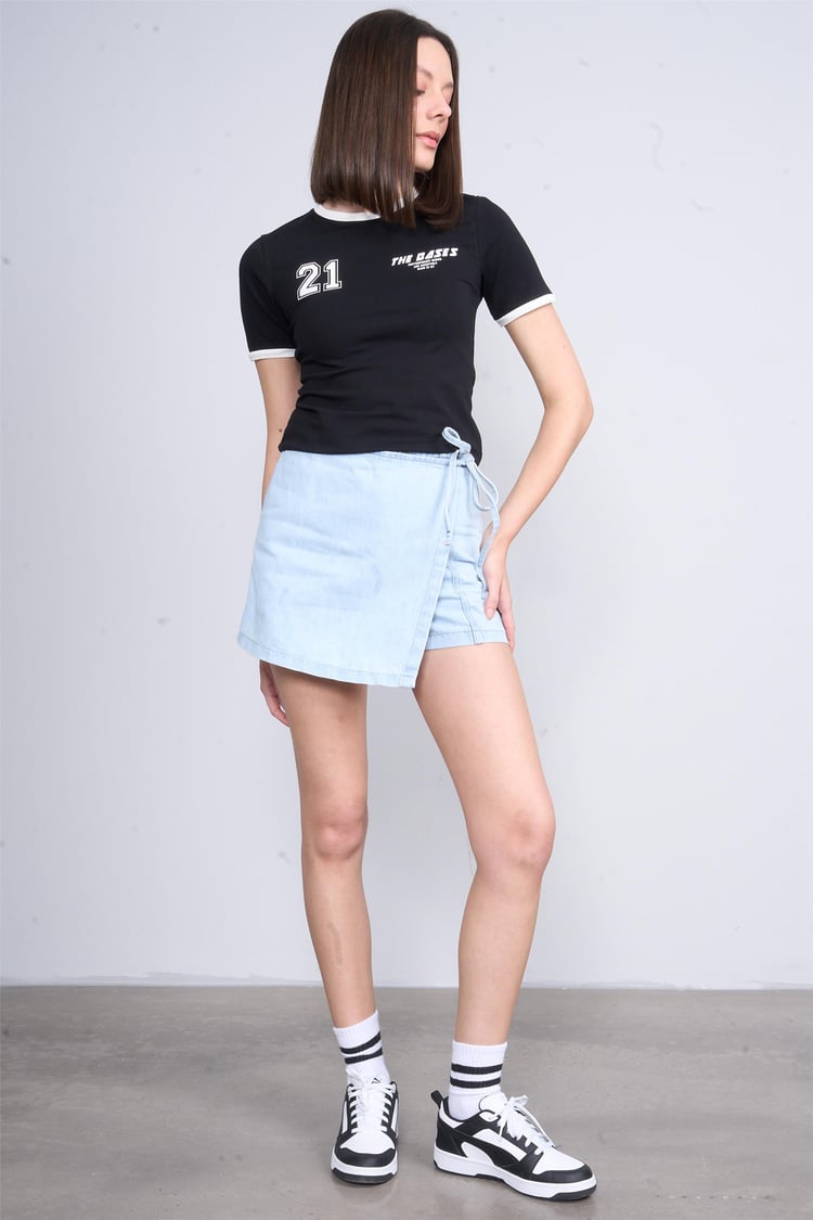 Helly Y25 Mb-5981 Siyah Kadın Sayı Ve Yazı Baskılı T-Shirt
