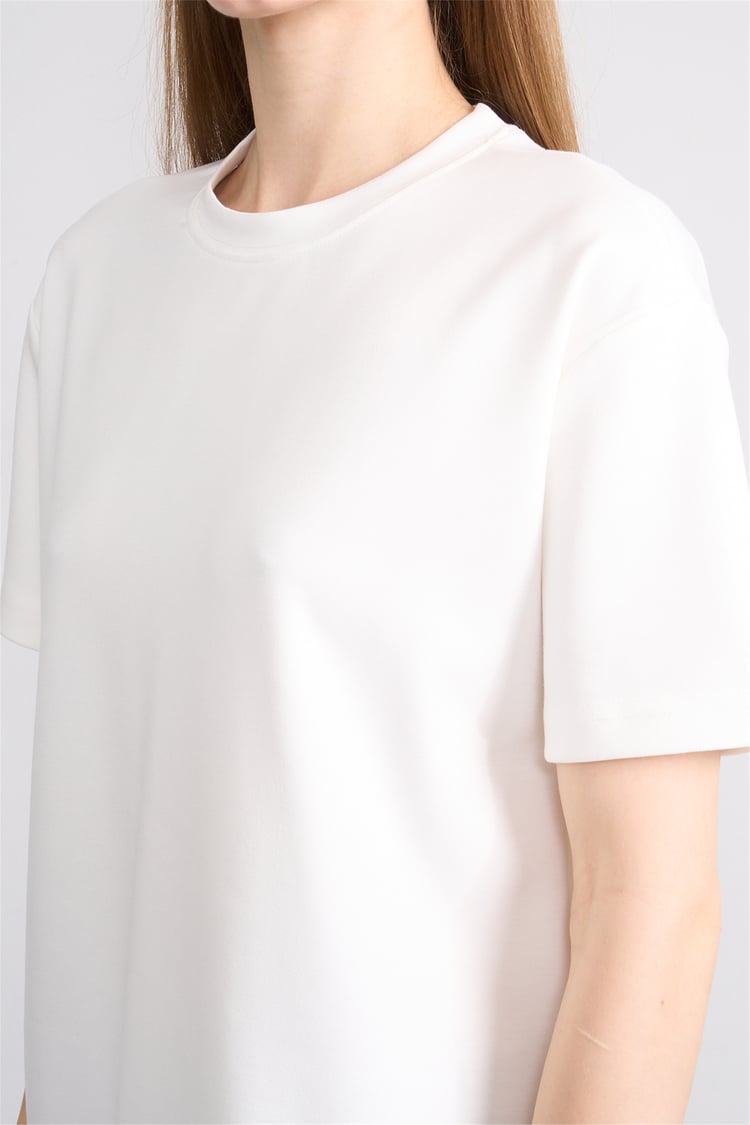 Helly Y26 Mb-5620 Ekru Kadın Bisiklet Yaka Tişört S-Xl