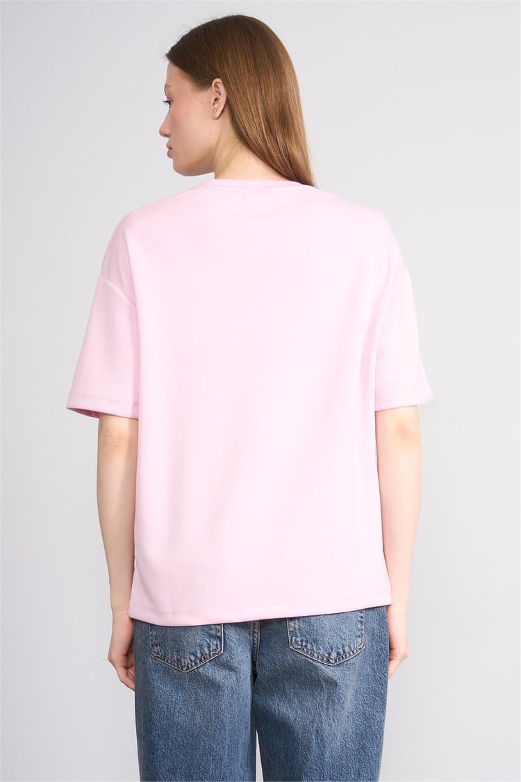 Helly Y26 Mb-7876 Pembe Kadın Bisiklet Yaka Tişört S-Xl