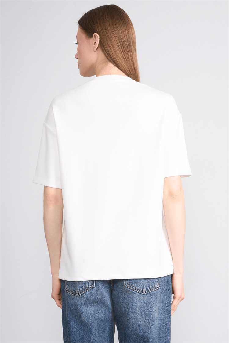 Helly Y26 Mb-8457 Ekru Kadın Yazılı T-Shirt S-Xl