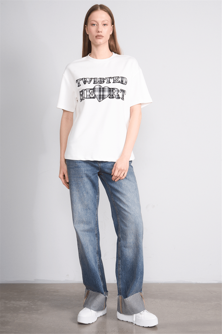 Helly Y26 Mb-8457 Ekru Kadın Yazılı T-Shirt S-Xl