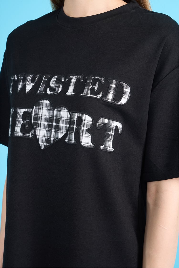 Helly Y26 Mb-8457 Siyah Kadın Yazılı T-Shirt S-Xl