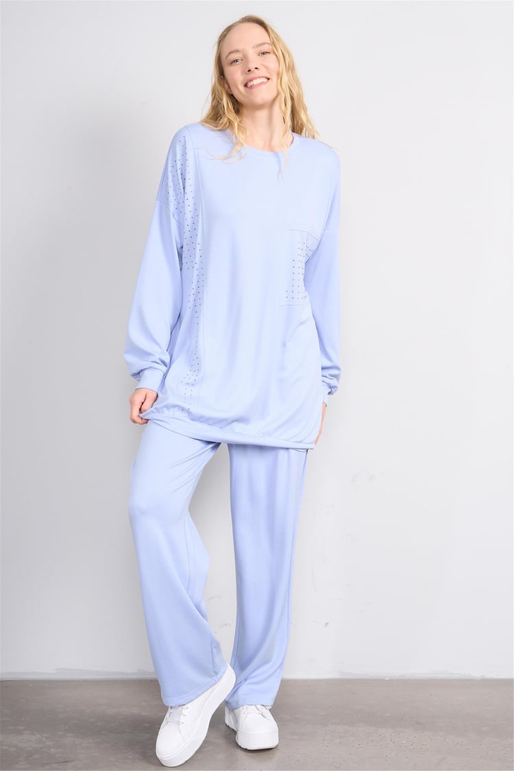 Hısset TK502 Mavi Kadın Oysho Taslı Takım