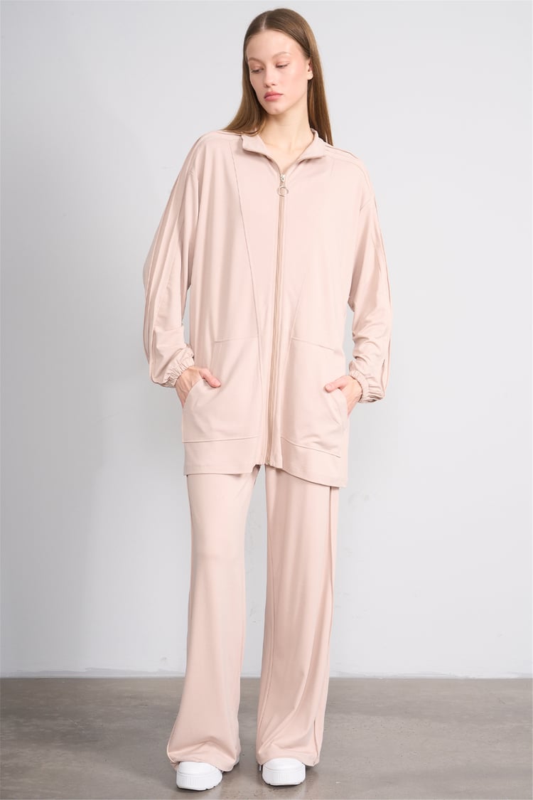 Hisset Y26 Tk2541 Bej Kadın Melisa Pantolonlu İkili Takım 38-44