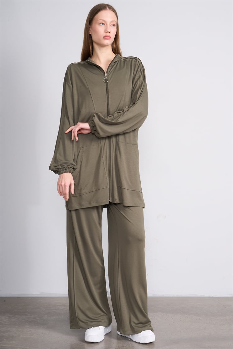 Hisset Y26 Tk2541 Haki Kadın Melisa Pantolonlu İkili Takım 38-44