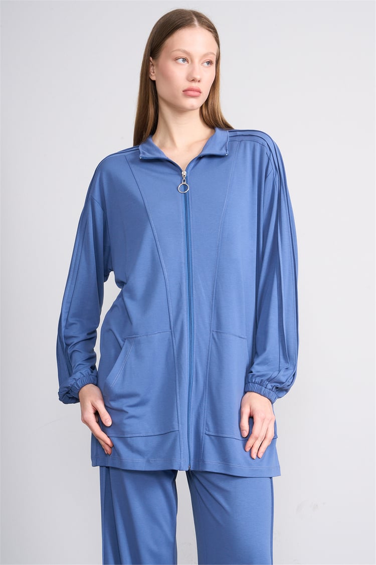Hisset Y26 Tk2541 İndigo Kadın Melisa Pantolonlu İkili Takım 38-44