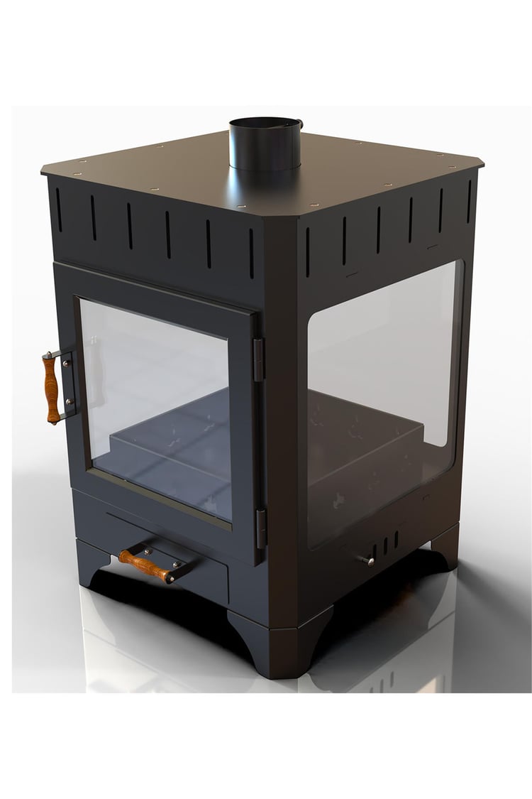 Hot Rectangle Four Glass Şömine Seramik Camlı