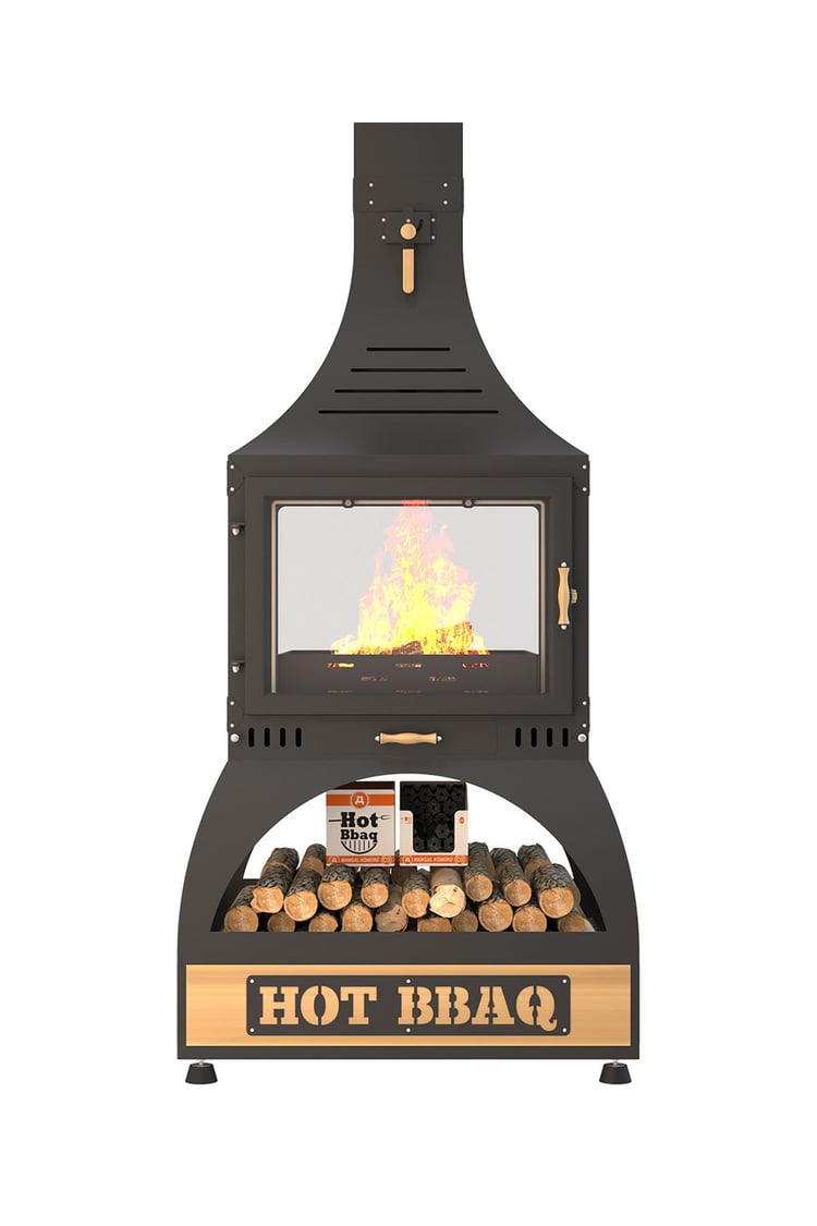 Hot Square Orta Şömine Seramik Camlı