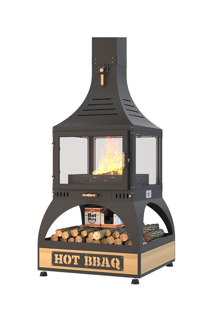 Hot Square Orta Şömine Seramik Camlı