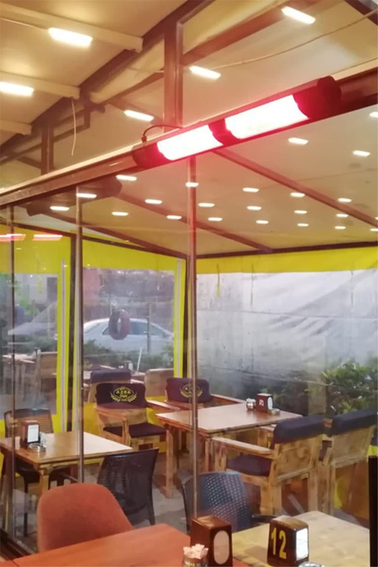 Hottable Classic Plus Duvar Tipi Dış Mekan İnfrared Isıtıcı 4000 Watt (U.kumandalı 5 kademe Isı ayarı)
