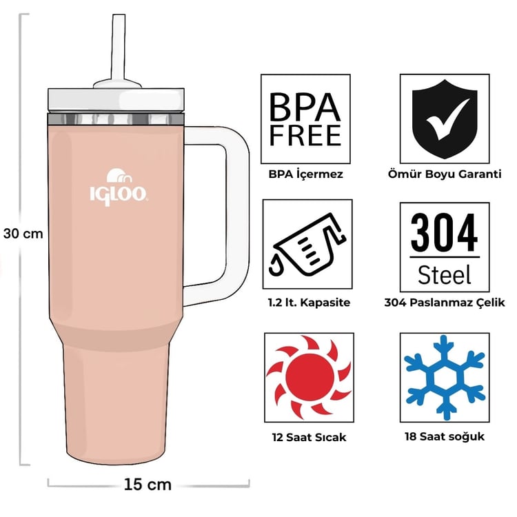 Igloo Stadler Thermo-Mug 1.2 Litre-SOMON BEYAZ