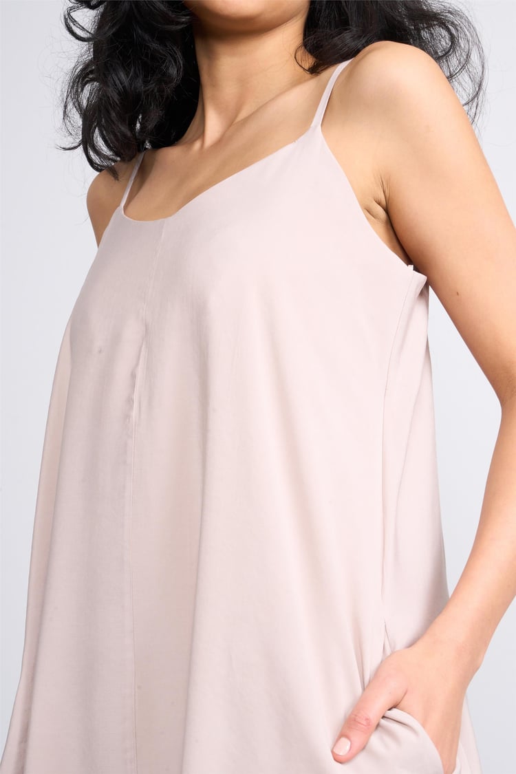 İkoll 1004530 Kum Kadın Askılı Modal Maxi Elbise