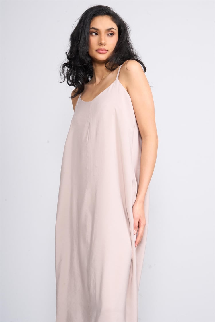 İkoll 1004530 Kum Kadın Askılı Modal Maxi Elbise
