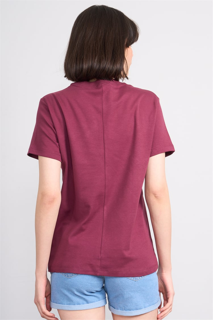 İkoll 1004963 016 Bordo İstiridye Nakıslı T-Shirt