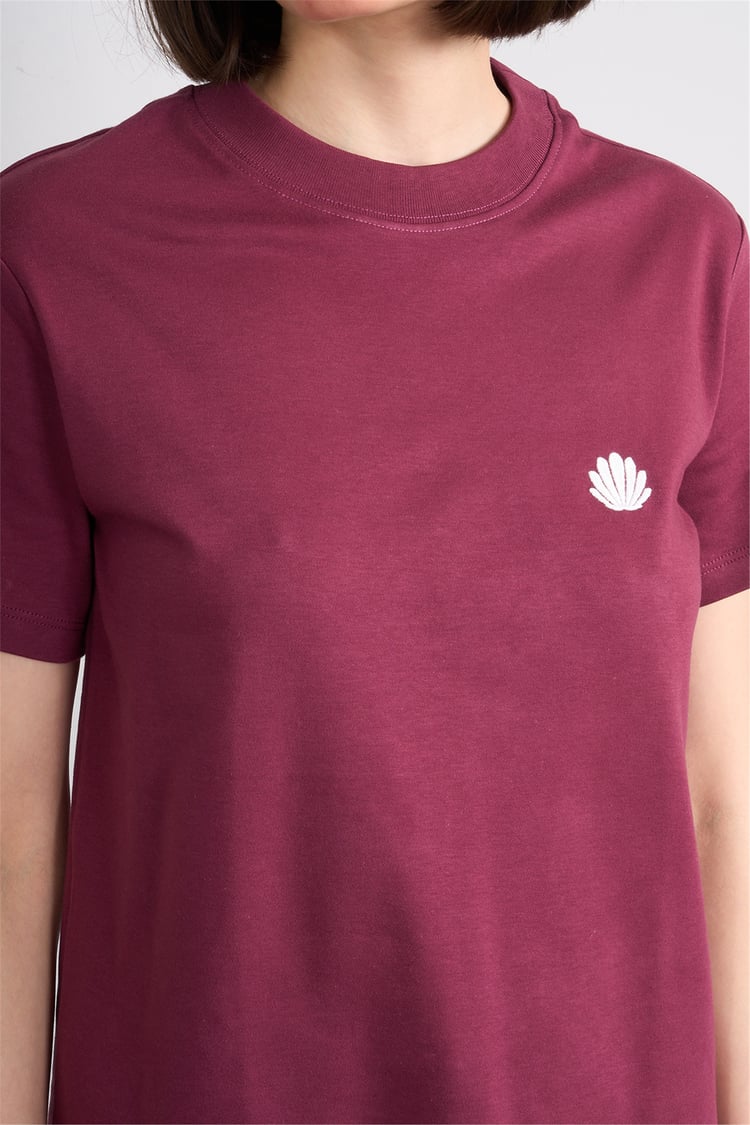 İkoll 1004963 016 Bordo İstiridye Nakıslı T-Shirt