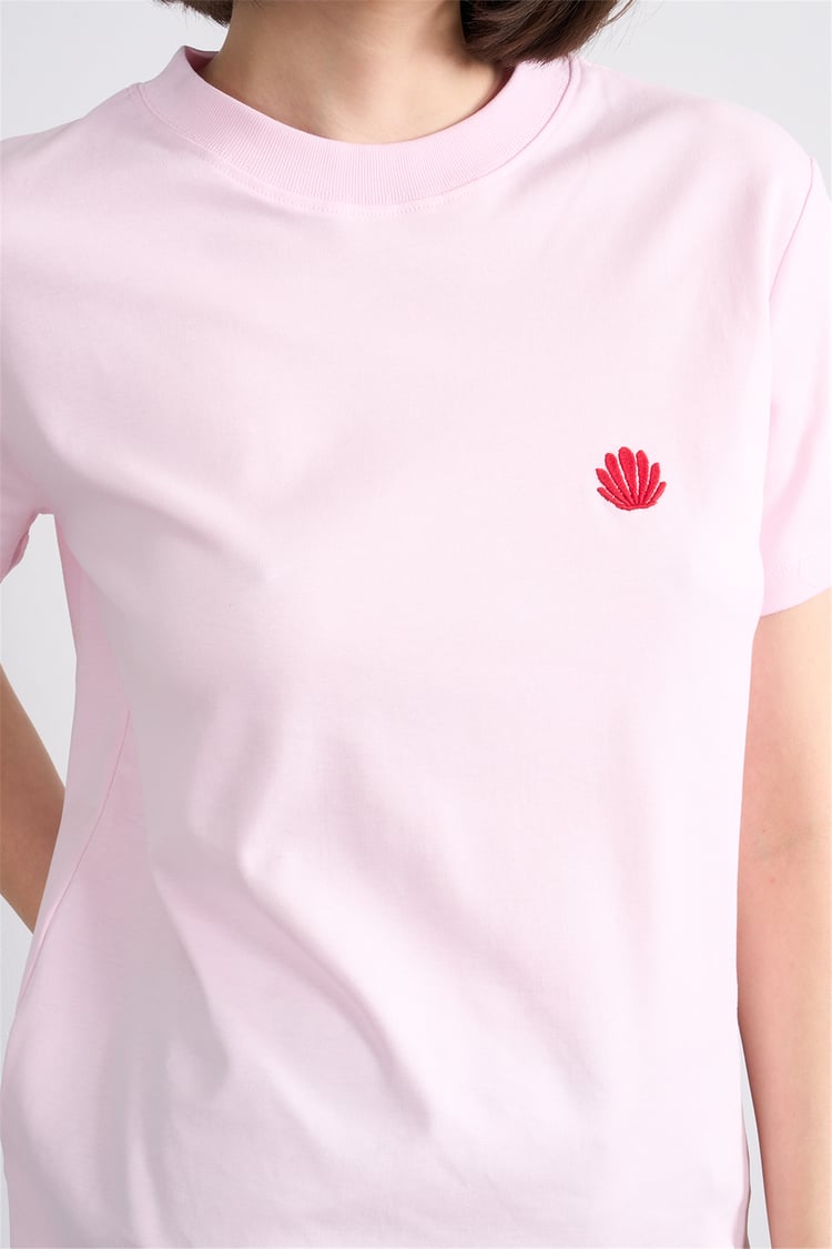 İkoll 1004963 025 Pembe İstiridye Nakıslı T-Shirt