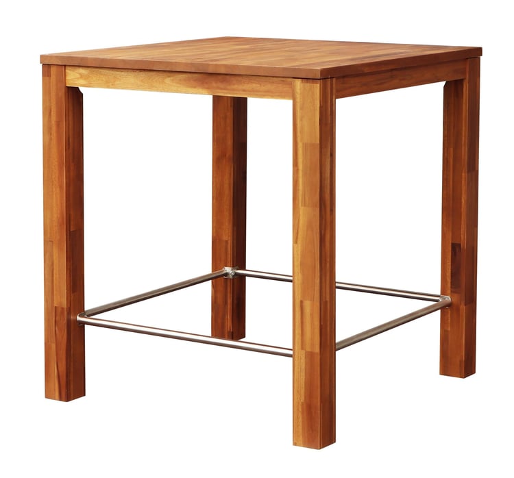 İnterbuild Chicago Bar Yüksek Masa Masif Akasya Ahşap (90x90x95 cm ) Altın Tik - 671493