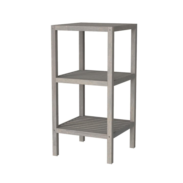 İnterbuild Masif Akasya Ahşap 3 Katlı Raf Çok Amaçlı Masif Raf (Alaca Gri) - 672995