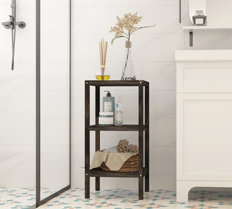 İnterbuild Masif Akasya Ahşap 3 Katlı Raf Çok Amaçlı Masif Raf (Espresso) - 672735