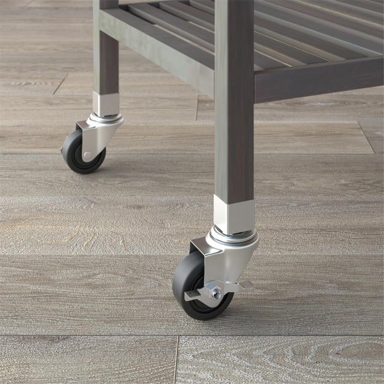 İnterbuild Masif Akasya Ahşap Holger Servis Arabası (520x520x850 mm) Alaca Gri - 674821