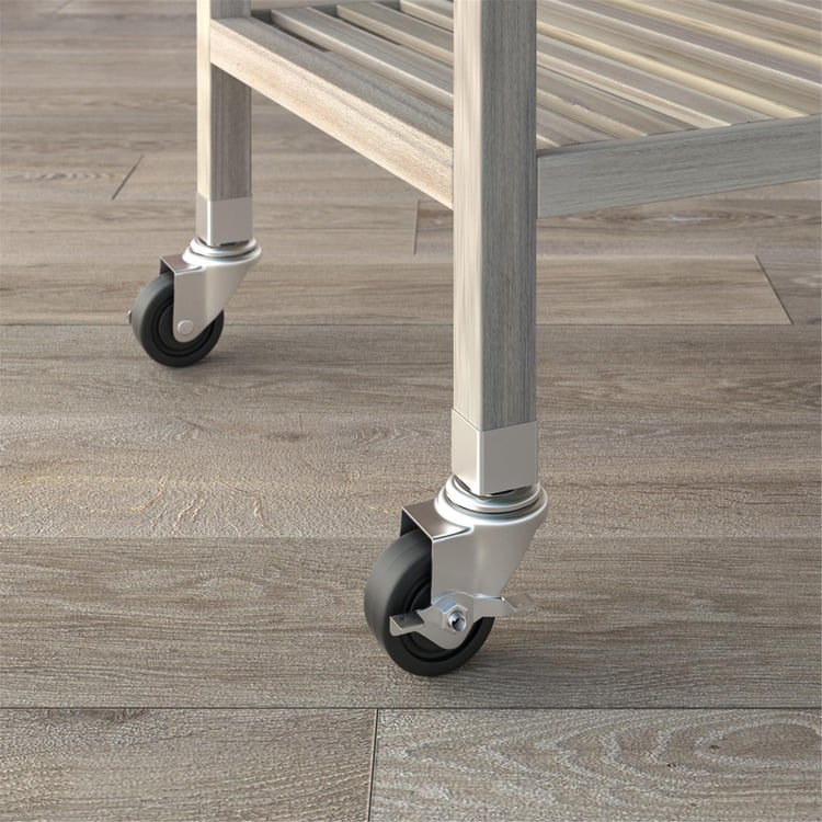 İnterbuild Masif Akasya Ahşap Holger Servis Arabası (520x520x850 mm) Org Beyaz - 674838