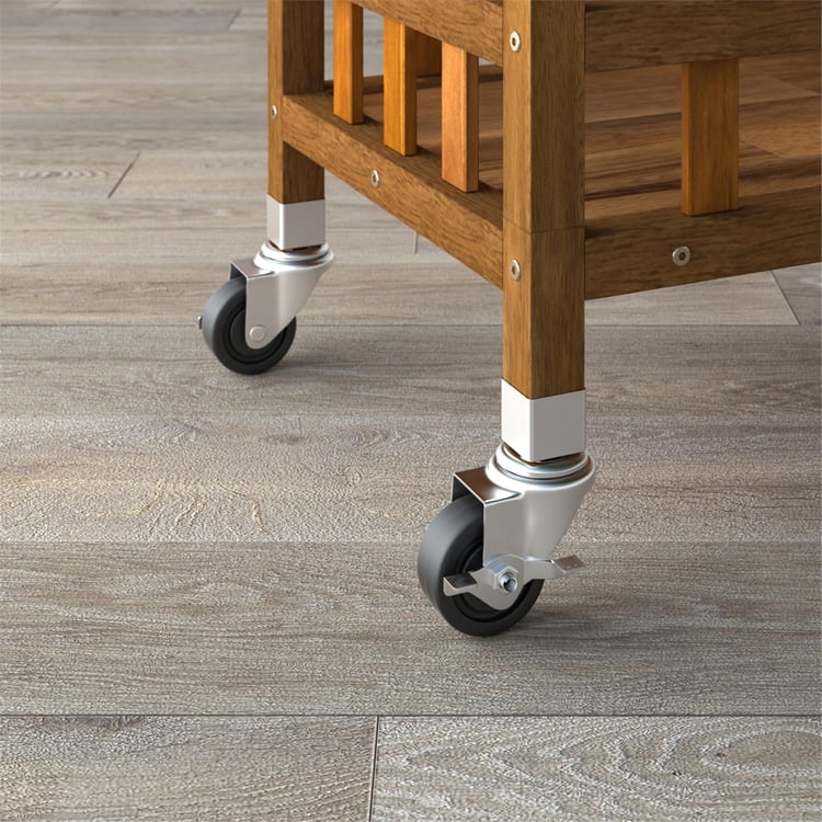 İnterbuild Masif Akasya Ahşap Holger Tepsili Servis Arabası (799x349x850 mm) Altın Tik - 675026