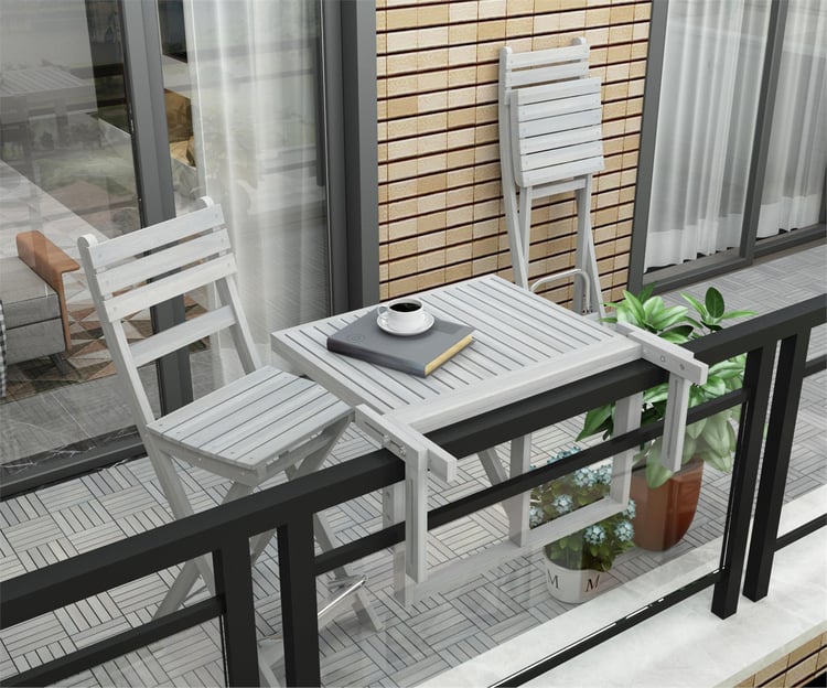 İnterbuild Sofia Katlanabilir Bahçe Bar Sandalyesi (2'li Paket) Alaca Gri Renk - 673862