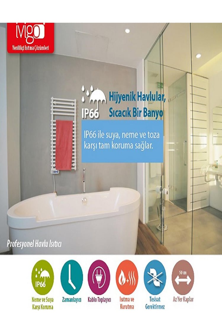 İvigo Isıtıcı EHR5015B350P İvigo Elektrikli Profesyonel Havlu Radyotör 350 Watt Beyaz