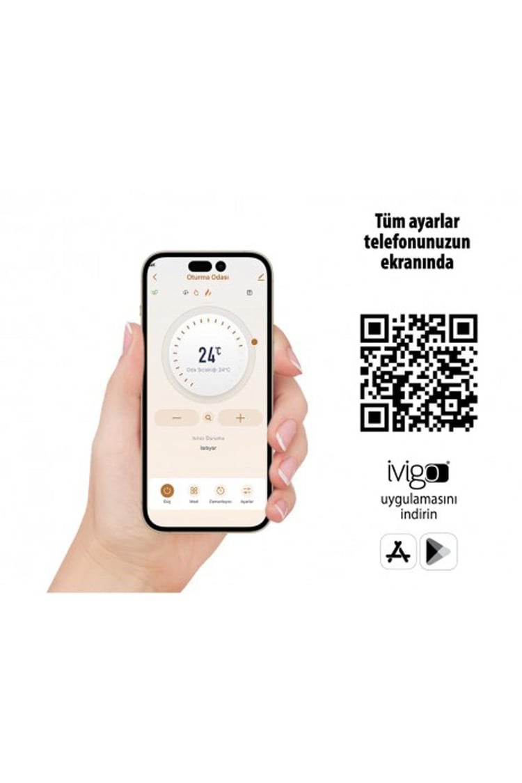 İvigo Isıtıcı İVİGO EPK4590E25W Dijital Profesyonel Konvektör 2500 Watt Beyaz WİFİ