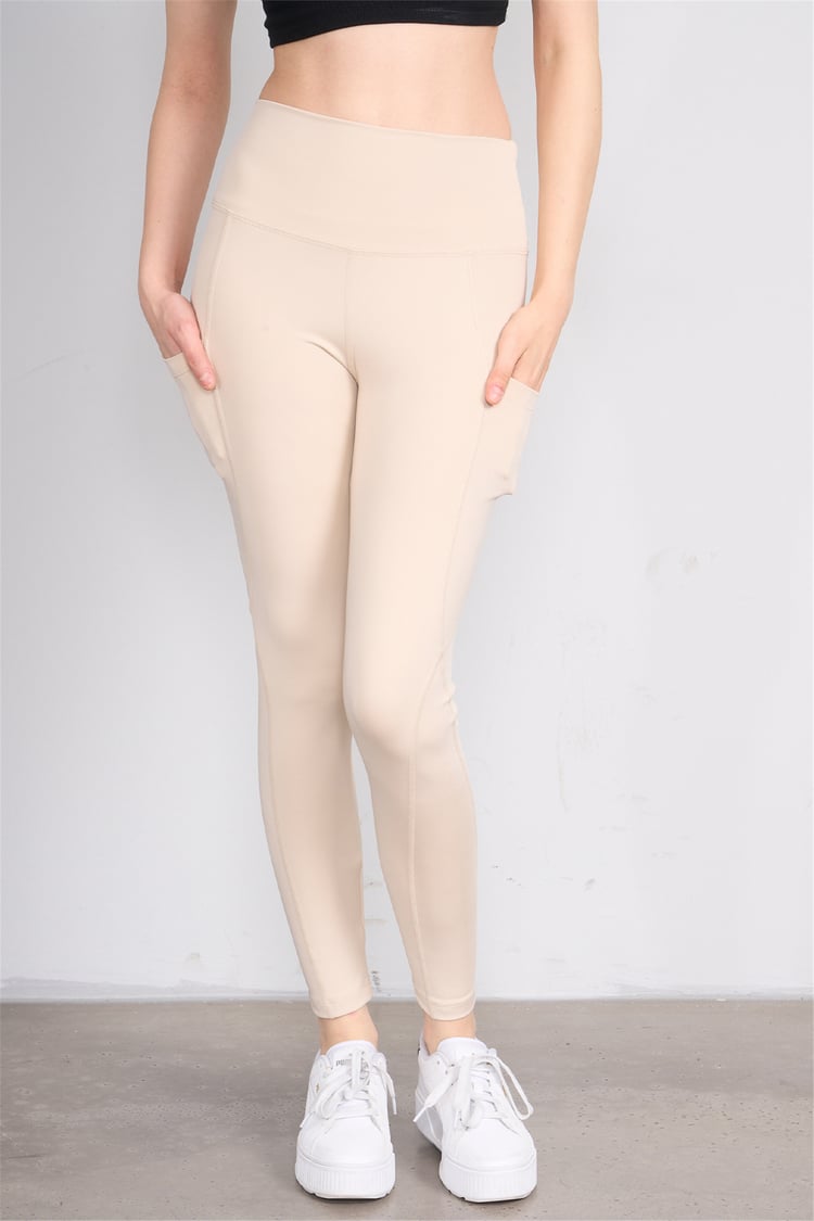 Jeneric Y26 21206 Bej Kadın Log Dikişlı Tayt S-Xl