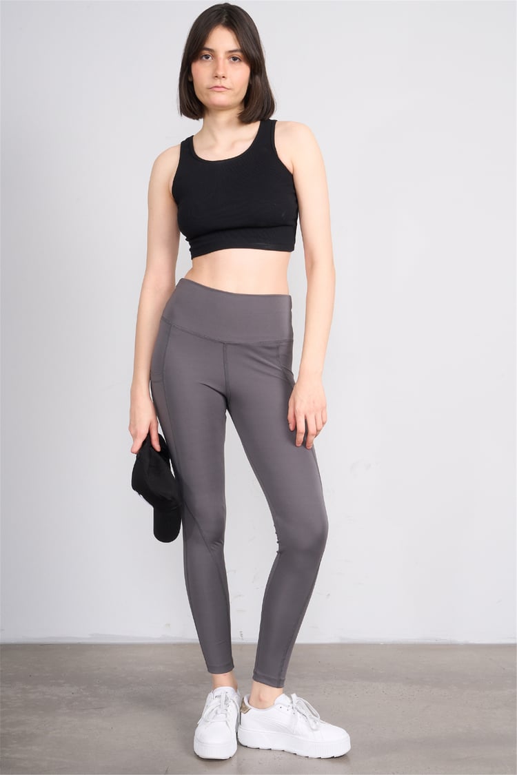 Jeneric Y26 21206 Füme Kadın Log Dikişlı Tayt S-Xl