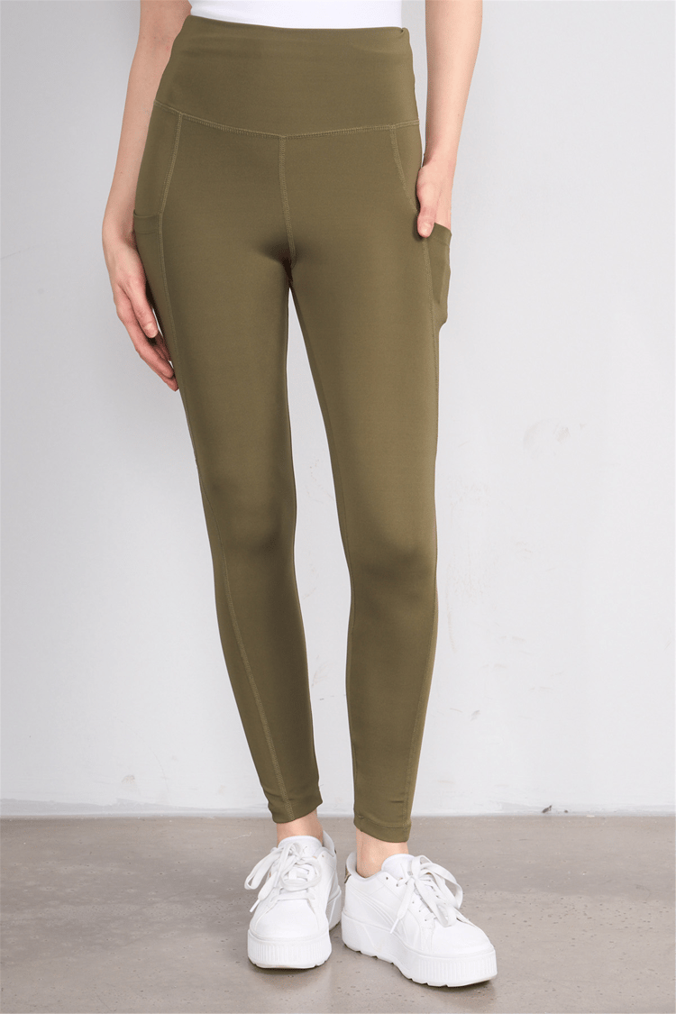 Jeneric Y26 21206 Haki Kadın Log Dikişlı Tayt S-Xl