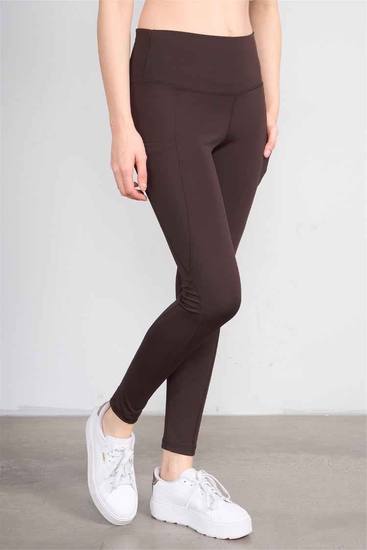 Jeneric Y26 Kahverengi Kadın Log Dikişli Tayt S-Xl