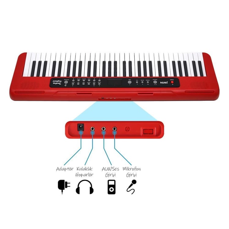 Jwin CTK-3000 61 Tuş Hassasiyetli Org (5 Oktav) - Kırmızı