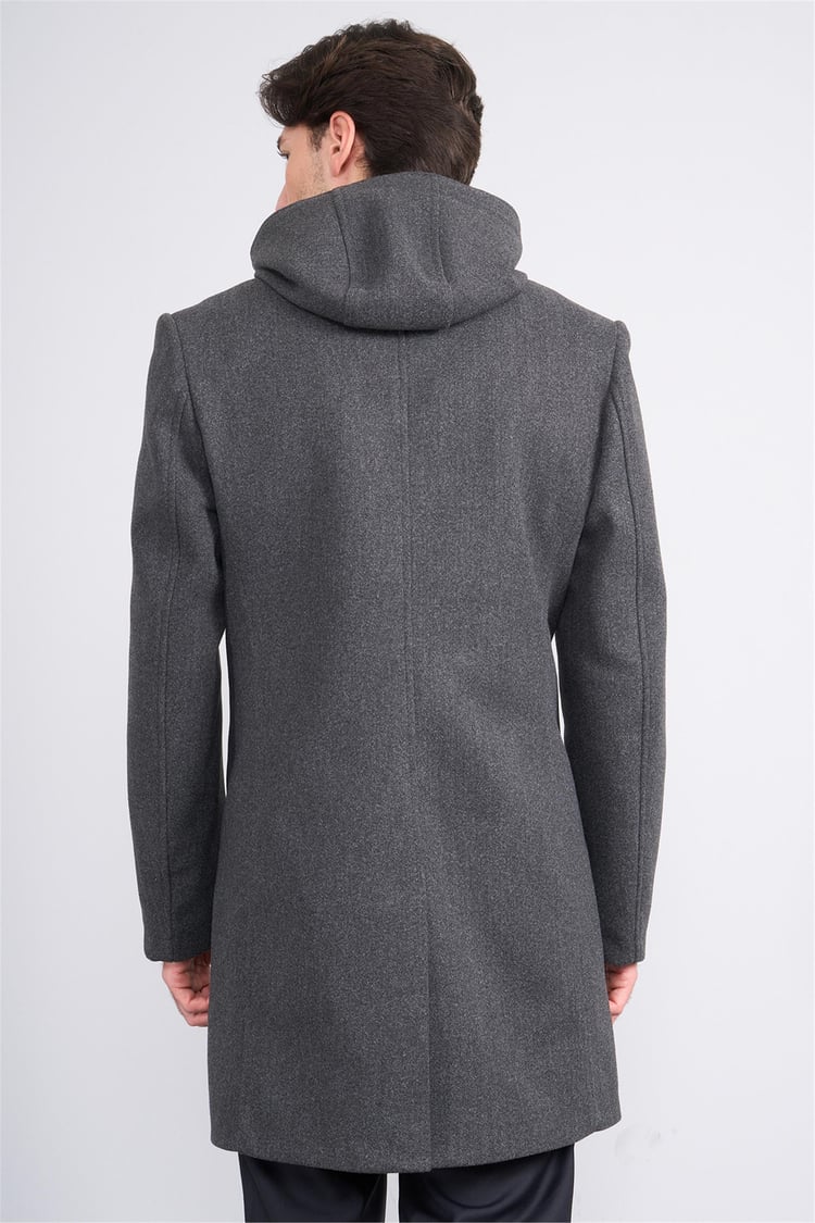 Kagı K26 2509 Füme Erkek Kapusonlu Kase Kaban