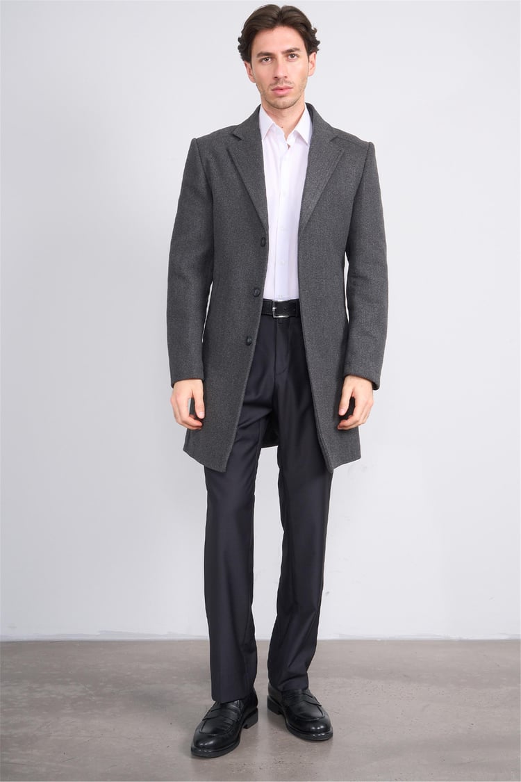 Kagı K26 2509 Füme Erkek Kapusonlu Kase Kaban