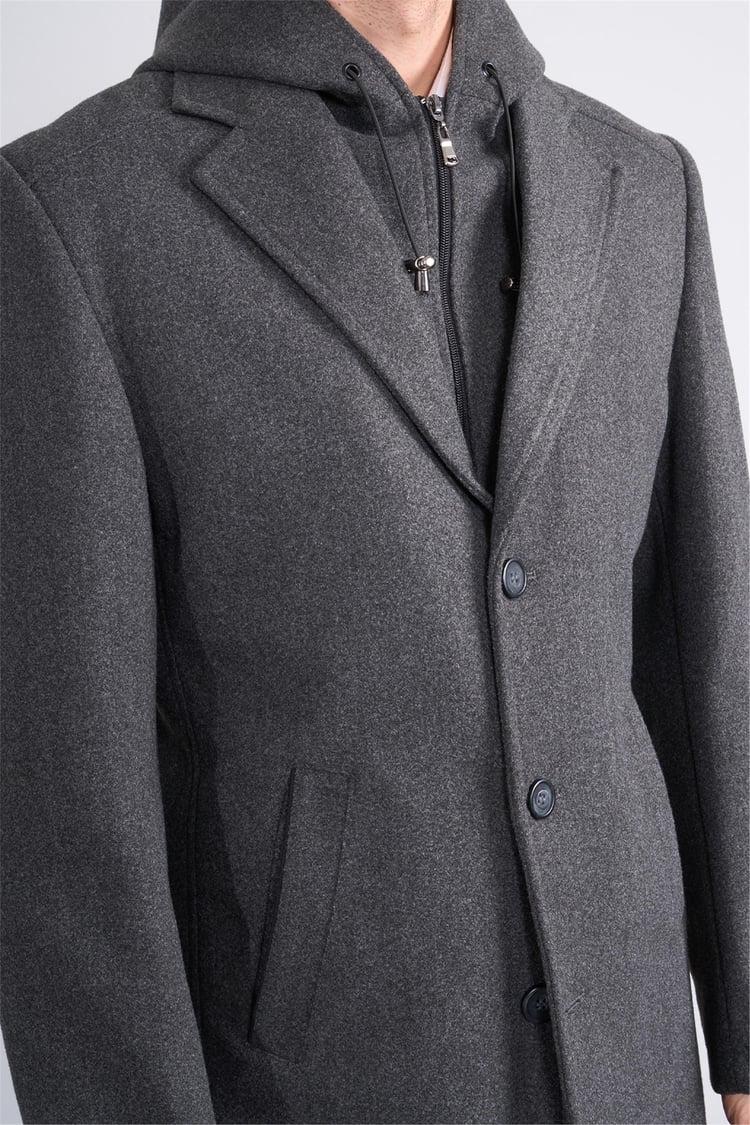 Kagı K26 2509 Füme Erkek Kapusonlu Kase Kaban