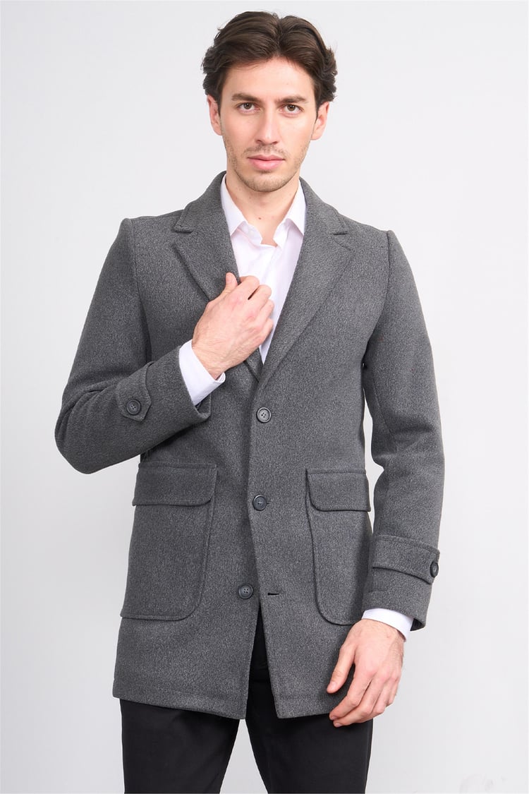 Kagı K26 2514 Füme Erkek Torba Cep Mono Yaka Kaban