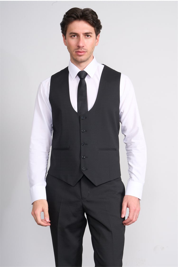 Kagi Y26 Eyfel Slim Fit Yelekli Takım Elbise Siyah
