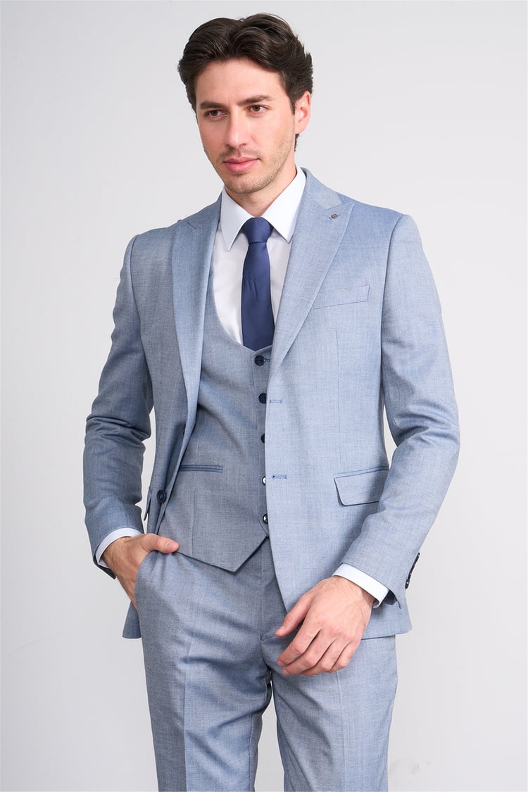 Kagi Y26 Monza Slim Fit Yelekli Takım Elbise Mavi