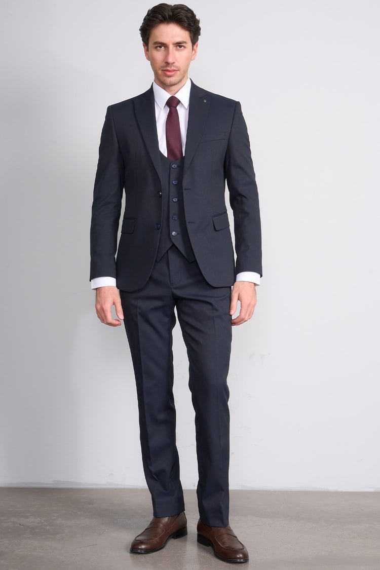 Kagi Y26 Salvador Slim Fit Yelekli Takım Elbise Lacivert