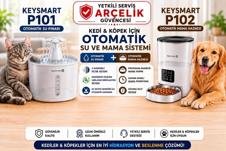 Keysmart  P101 & P102 2'li Set  Kedi ve Köpek için Otomatik Su ve Mama Sistemi