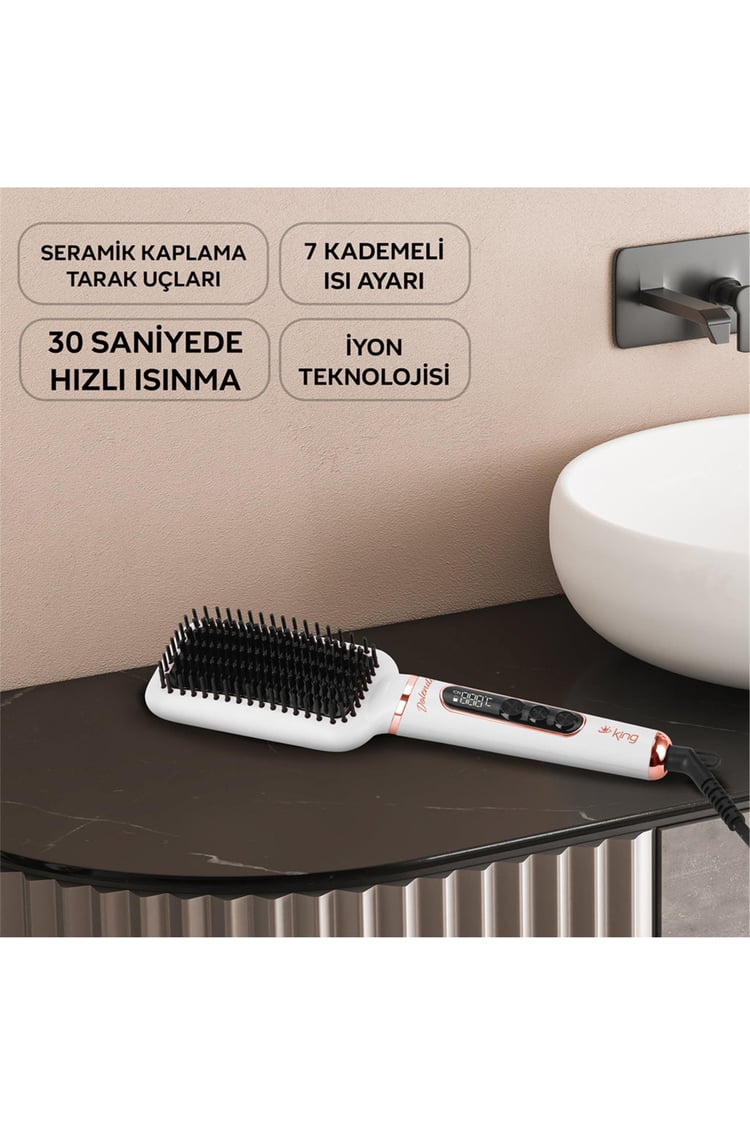 Kıng Kss1202 Dolendo Saç Düzleştirici Fırça